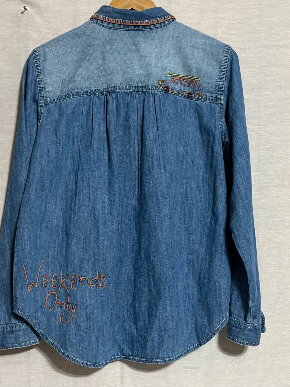 Pilcro Embroidered Icon Denim Buttondown Shirt M